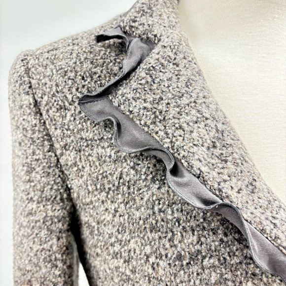 Armani Collezioni Brown/Gray Wool and Angora Ruffle Jacket - Picture 4 of 7